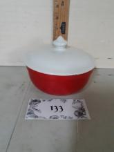 Vintage Halls Red Casserole Dish with White Lid