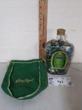 Crown Royal Bottle w/marbles and bag