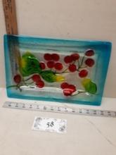 Decorative Glass Cherry Serving Tray