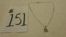 sterling necklace, necklace with D charm made in Italy 4.0g