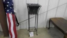 plant stand, metal plant stand with metal flower pot 32in tall
