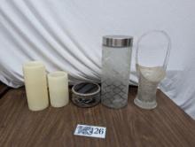 Battery Candles, Glass Basket, Glass Containers