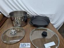 Cast Iron Pan, Metal Pot, Glass Lids