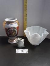 Decorative Vase, Lamp Shade, White Pottery Japan