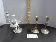 3 Arm Candle holder w/bowl, candlesticks