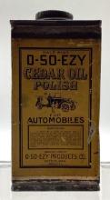 1910's O-SO-EZY 1/2 Pint Auto Polish Tin w/ Touring Car