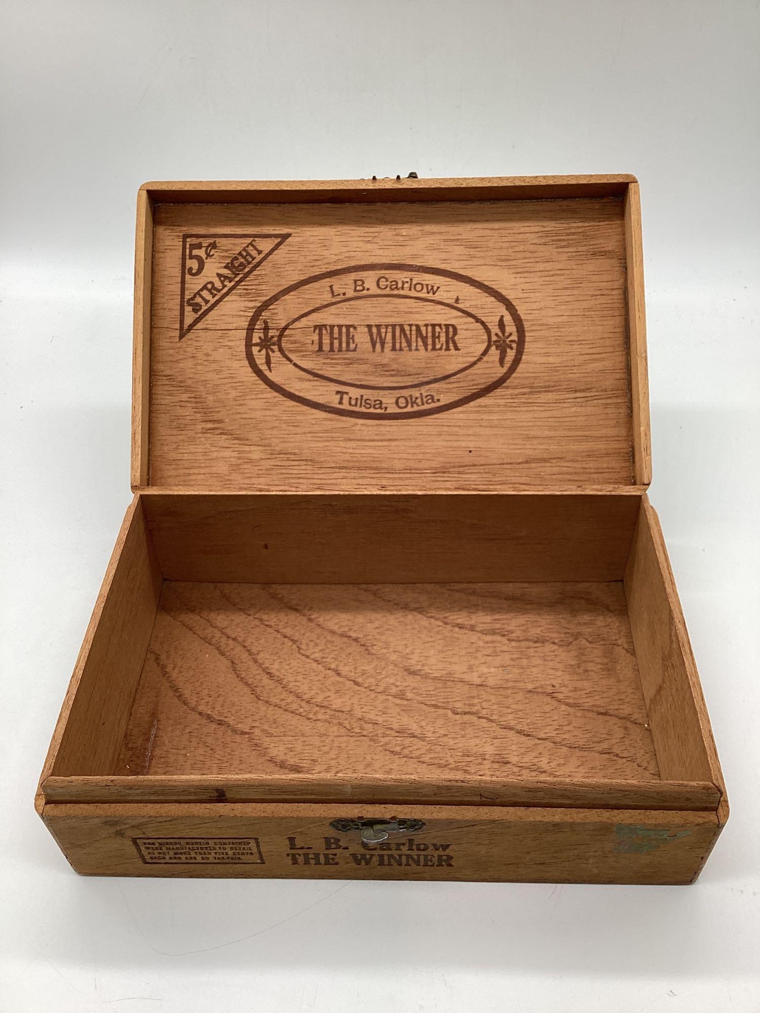 Two Dawson Produce Company Wood Cigar Boxes Tulsa, OK