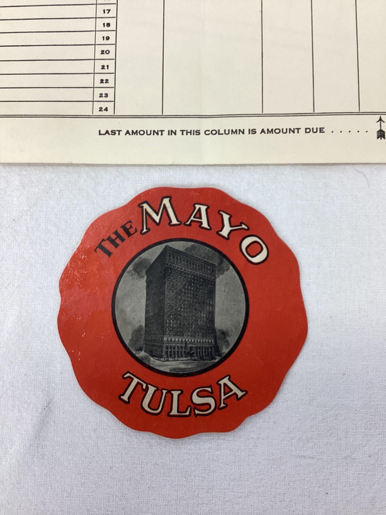 Early Mayo Hotel Tulsa, OK Memorabilia