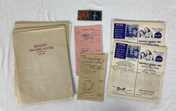 Old King Beer Matchbook, Early Tulsa Receipts, KVOO Baseball Scorecards
