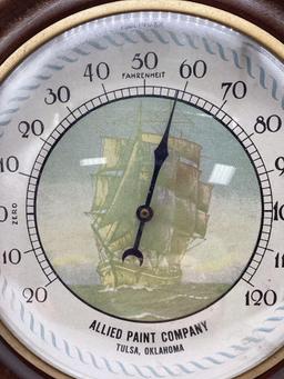 Allied Paint Ships Wheel Desk Thermometer Tulsa, OK