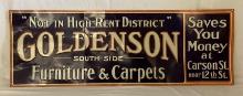 "Not in The High Rent District" Goldenson Furniture & Carpets Tin Sign