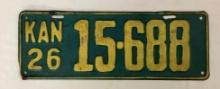 1926 Kansas License Plate