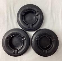 Two Early U.S. Tire Ashtrays w/ Brown Glass