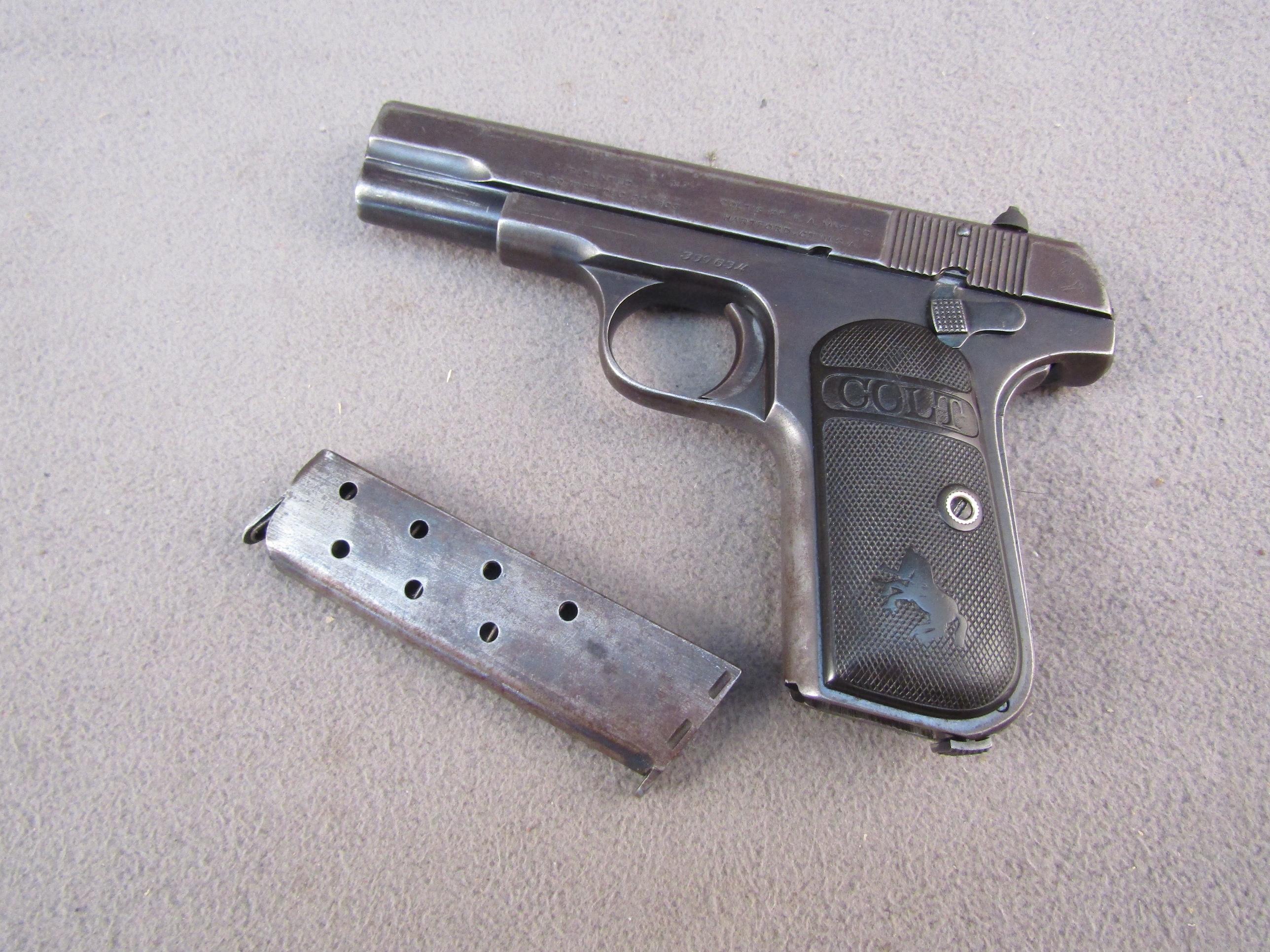 handgun: COLT Model 1903 Automatic, Semi-Auto Pistol, .32, 7 shot, 3.75" barrel, S#339634