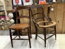 2 Vintage Cane Seat Chairs