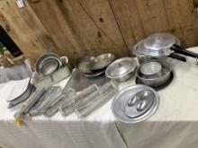 Large Assortment of Pans and Metal Ice Trays