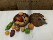 Fake Fruit in a Sewing Basket
