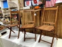 3 Wooden Vintage Folding Chairs