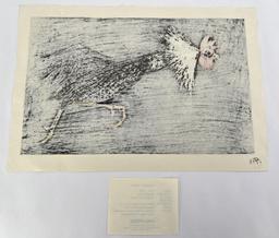 Kawano Kaoru Rooster Running Woodblock Print