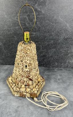 Folk Art Lighthouse Pebble Lamp