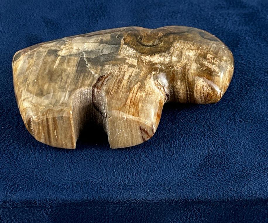Carved Petrified Wood Buffalo Fetish