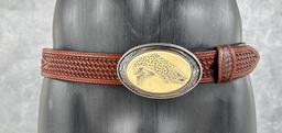 Barlow Scrimshaw Trout Cowboy Belt and Buckle