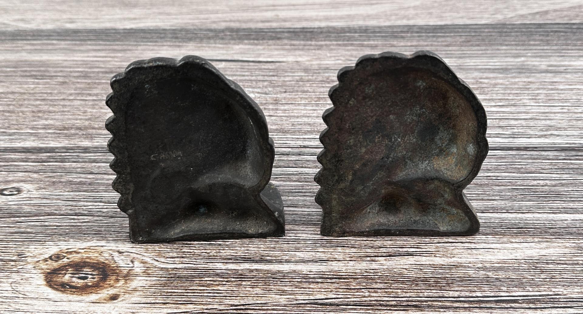 Cast Iron Indian Chief Head Bookends