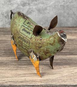 Decorative Tin Metal Garden Pig