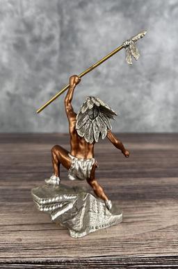Sedlow Pewter Proud Warrior Indian Sculpture