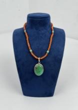 Sterling Silver Chalcedony Amber Necklace