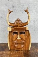 Japanese Wood Samurai Head Carving