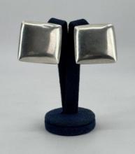 Sterling Silver Square Pillow Earrings