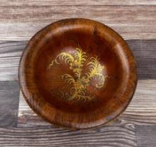 Antique Decorated Wood Bowl