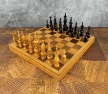 Ornate Carved Wood Chess Set