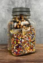 Golden West Coffee Jar Full Of Beads
