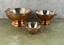 Set Of Copper Strainers Colanders