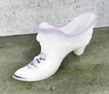Fenton Glass Satin Glass Painted Shoe