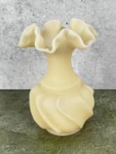 Fenton Glass Wave Crest Custard Glass Vase
