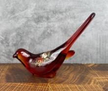 Fenton Glass Hand Painted Bird