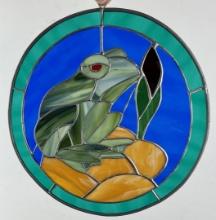 Stained Glass Frog Suncatcher Window
