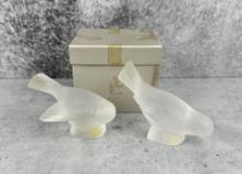 Lalique Glass Sparrows in Original Box