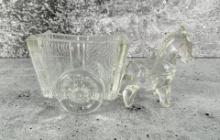 Donkey and Cart Glass Candy Container