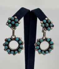 Zuni Petit Point Sterling Turquoise Earrings