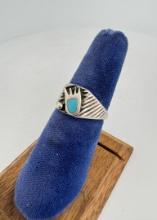 Zuni Inlaid Bear Paw Sterling Silver Ring