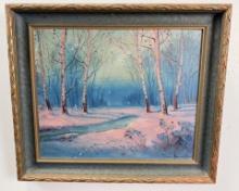 Svend Svendsen Illinois Winter Oil Painting