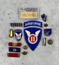 WW2 11th Airborne Pin Patch Grouping