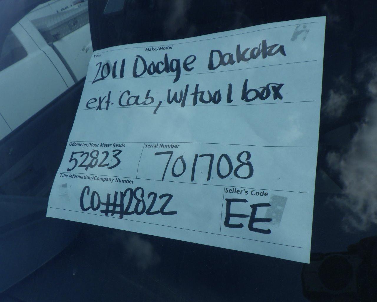 2011 DODGE Dakota Ext Cab   Tool Box   s/n:701708