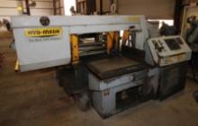 AUTOMATIC HORIZONTAL PIVOT BAND SAW, HYD-MECH MDL. M-20A, 20" dia. cap., 10 HP, VFD, 50-350 SFM,