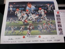 1964 CLEVELAND BROWNS SIGNED AUTO CHAMPION PRINT WITH COA. NUMBERED 424/664