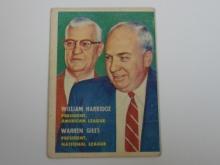1957 TOPPS BASEBALL #100 AL NL PRESIDENTS WILLIAM HARRIDGE WARREN GILES